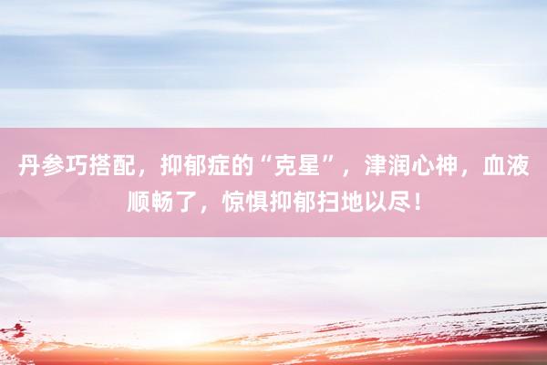 丹参巧搭配，抑郁症的“克星”，津润心神，血液顺畅了，惊惧抑郁扫地以尽！