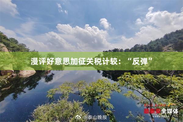 漫评好意思加征关税计较：“反弹”